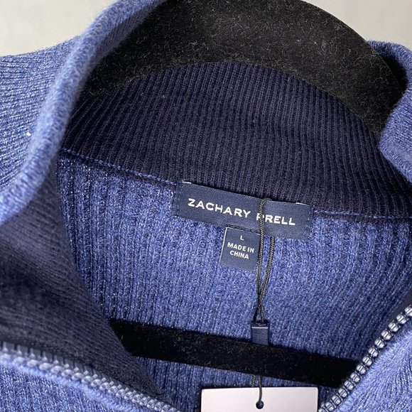 Zachary Prell 1/4 Zip Mock Neck Blue Sweater - Picture 4 of 5